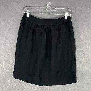 Mossimo Skirt Women Sz 4 Black Linen Pocket Y2K Academia Preppy Capsule Normcore